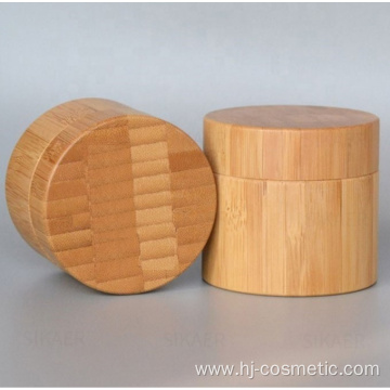 Wholesale 100g 50g 30g Environmental empty full cover bamboo cream jars with glass inner and PP hand pads